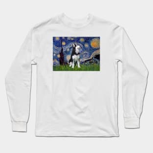 Siberian Husky in Adaptation of Starry Night by Van Gogh Long Sleeve T-Shirt